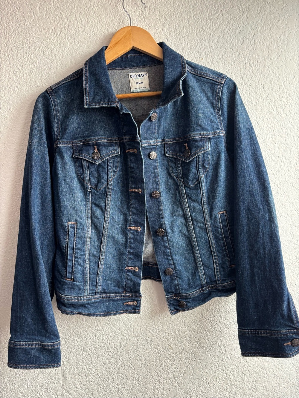 Old Navy Dark Blue Denim Jacket Button Front Womens Medium